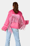 Anokhinaliza Fringed Zip Up Fleece Jacket