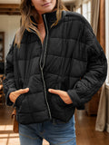 Anokhinaliza Pocketed Plaid Quilted Zip Up Winter Coat