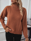 Anokhinaliza Cable-Knit Mock Neck Long Sleeve Sweater