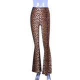 concert outfit Popular Products 2024 Summer New Elastic High Waist Leopard Print Flared Pants Women's Long