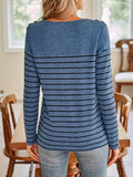 Anokhinaliza Lovelet Striped Round Neck Long Sleeve T-Shirt