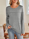 Anokhinaliza Lovelet Striped Round Neck Long Sleeve T-Shirt