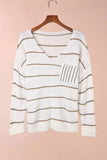 Anokhinaliza Striped V-Neck Drop Shoulder Sweater