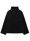 Anokhinaliza Zip Up Turtleneck Long Sleeve Plush Jacket