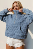 Anokhinaliza Double Take Half Zip Long Sleeve Quilted Sweatshirt with Pocket