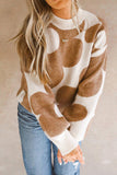 Anokhinaliza Contrast Flower Mock Neck Long Sleeve Sweater