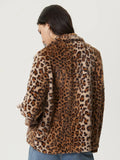 Anokhinaliza Fuzzy Leopard Collared Neck Jacket