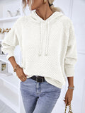 Anokhinaliza Texture Drawstring Long Sleeve Hooded Sweater