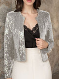 Anokhinaliza Full Size Sequin Open Front Cropped Jacket