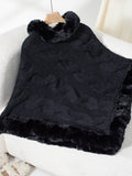 Anokhinaliza Fuzzy Hem Cable-Knit Poncho