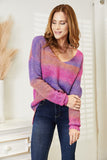 Anokhinaliza Angel Wings Multicolored Rib-Knit V-Neck Knit Pullover