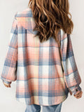 Anokhinaliza Plaid Snap Down Plush Hooded Jacket