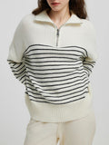 Anokhinaliza Striped Half Zip Long Sleeve Sweater