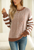 Anokhinaliza Striped Round Neck Dropped Shoulder Sweater