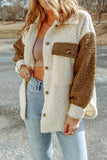 Anokhinaliza Color Block Collared Neck Sherpa Jacket