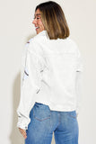 Anokhinaliza Baseball Sequin Dropped Shoulder Raw Hem Jacket