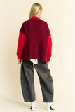 Anokhinaliza Davi & Dani Cable-Knit Color Block Open Front Cardigan