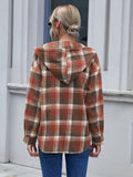 Anokhinaliza Ivy Lane Plaid Button Up Long Sleeve Hooded Jacket