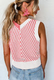 Anokhinaliza Striped Contrast V-Neck Sweater Vest