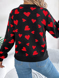 Anokhinaliza Heart Round Neck Long Sleeve Sweater