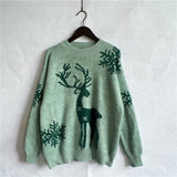 Anokhinaliza Reindeer and Snowflake Pattern Sweater