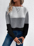 Anokhinaliza Color Block Drop Shoulder Long Sleeve Sweater