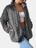 Anokhinaliza Fuzzy Zip Up Long Sleeve Jacket