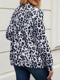 Anokhinaliza Full Size Leopard Collared Neck Zip Up Jacket