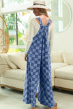 Anokhinaliza Double Take Checkered Sleeveless Wide Leg Denim Jumpsuit