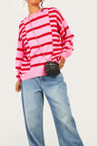 Anokhinaliza Striped Round Neck Dropped Shoulder Sweater