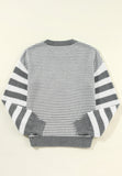 Anokhinaliza Striped Round Neck Dropped Shoulder Sweater