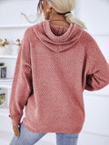 Anokhinaliza Texture Drawstring Long Sleeve Hooded Sweater