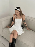 Anokhinaliza Casual Summer Female Sling Mini Dress Fashion Solid Color Square Neck High Waist A Line Dress Hot Sell Sexy Dress