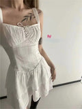 Anokhinaliza Casual Summer Female Sling Mini Dress Fashion Solid Color Square Neck High Waist A Line Dress Hot Sell Sexy Dress