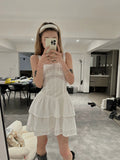 Anokhinaliza Casual Summer Female Sling Mini Dress Fashion Solid Color Square Neck High Waist A Line Dress Hot Sell Sexy Dress