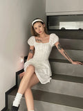 Anokhinaliza Casual Summer Female Sling Mini Dress Fashion Solid Color Square Neck High Waist A Line Dress Hot Sell Sexy Dress