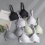 Anokhinaliza New Women's Underwear Pure Cotton Girls' Developmental Youth Bras Gathering No Steel Ring Cup Thin Anti-sagging Bra Set Lingerie