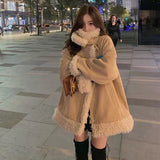 2000s fashion Lamb Wool Coat for Women Trendy Autumn and Winter Small Short Fur Integrated Stand Collar Fleece-lined Thickened