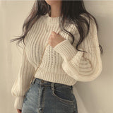 outfit inspo Autumn and Winter New Niche Versatile round Neck Sweater Women's Loose Lazy Waist Tight Small Short Knitted Top Fashion