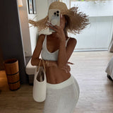 dress to impress outfits Summer Hot Girl Holiday Style Beach Bikini Knitted Sling Wrapped Chest Solid Color Sheath Dress Two-Piece Set for Women