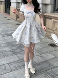 dress to impress codes Original Quality Sweet Short Skirt Bow Waist Slimming Square Collar Dress Women's Spring and Summer 2024 New