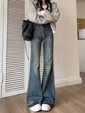 90s streetwear Women's Skinny Jeans Autumn and Winter New American Retro High Waist Loose Non-Leg Flared Pants Autumn