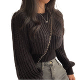 outfit inspo Autumn and Winter New Niche Versatile round Neck Sweater Women's Loose Lazy Waist Tight Small Short Knitted Top Fashion