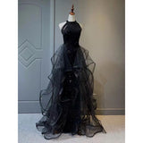 prom dresses Black Evening Dress for Women 2024 New Light Luxury Niche High-End High-End Sense Trailing Birthday Party Host Adult Ceremony