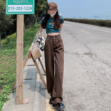 women’s fall fashion 2024 American Retro Brown Wide-Leg Jeans Women's Summer New High Waist Slimming Straight Mop Pants Fashion