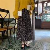 fall outfits women Floral Skirt Women's New Spring and Summer Korean Style High Waist A- line Skirt Slimming Cake Skirt Mid-Length Skirt Fashion