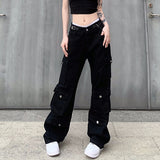 concert outfit 2024 Summer New Personalized Street Fashion Ins Straight Slimming Multi-Pocket Overalls for Women