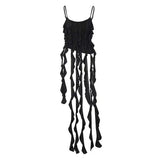 folklore dress to impress Women's Clothing Spring and Summer New Fashion Personality Ruffled Tassel Pure Desire Sexy Hot Girl Slim Camisole