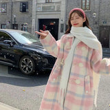 comfy school outfits Korean Style College Style Coat Women's Autumn and Winter 2024 New Pink Horn Buckle Woolen Coat Temperament Chanel Style Coat