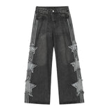 skater boy outfits Y2g American Retro Five-Pointed Star Wide-Leg Workwear Jeans Women's High Street Straight Pants